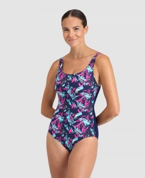 Arena Bodylift Francy Wing Back One Piece Navy / Rose Multicolor | 350412-MVG