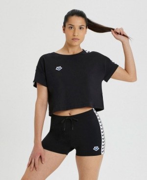 Arena Corrine Team Crop T-shirt Black / White / Black | 431780-LOU