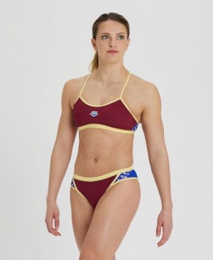 Arena Icons Solid Cross Back Bikini Burgundy / Blue | 406715-QEU