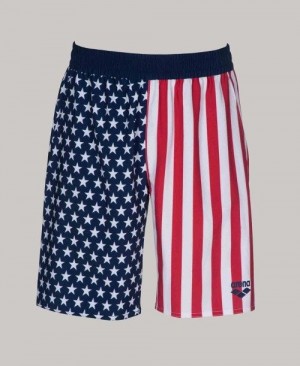 Arena Official Usa Swimming National Team Flag Print Bermuda Short Multicolor | 659714-ZLK