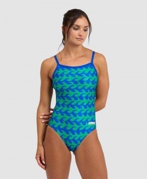 Arena Ride The Wave Light Drop Back One Piece Blue / Navy Green | 465023-NLH