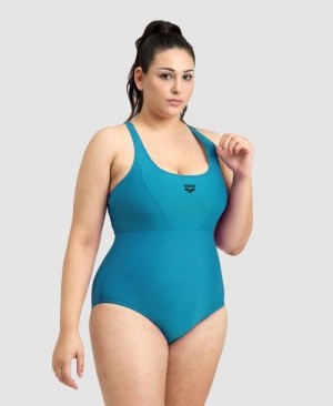 Arena Solid Control Pro Back Plus One Piece Deep Turquoise | 247315-MOR