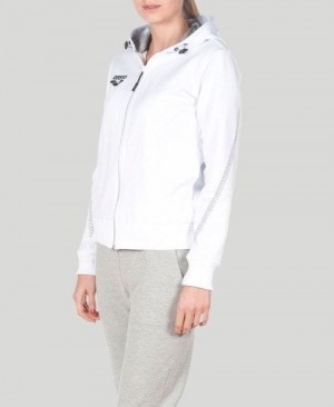 Arena Team Line Hooded Jacket White | 079624-NZF