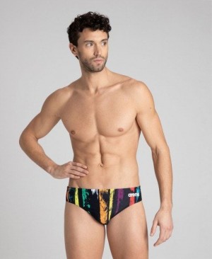 Arena Team Painted Stripes Brief Black / Multicolor Yellow | 501398-CEG