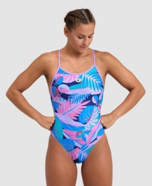 Arena Tropic Lace Back One Piece Navy Multicolor | 935648-XZJ