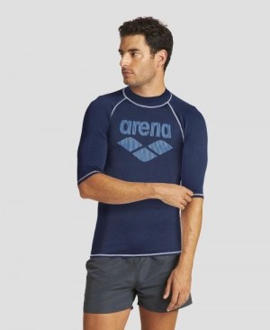 Arena T-shirt Rash Guard Navy | 082945-ZVA