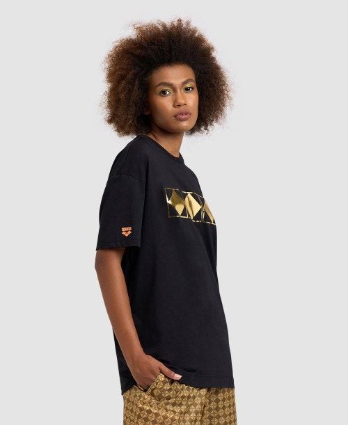 Arena 50th Anniversary Gold T-shirt Black | 795248-ZFM