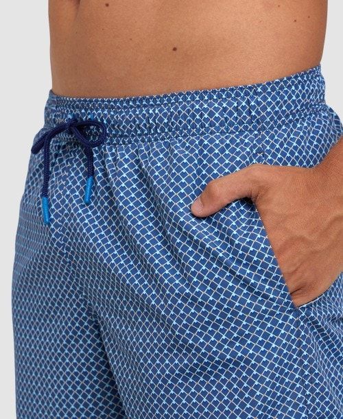 Arena Allover Beach Boxer Grey Blue Multicolor | 842750-QER