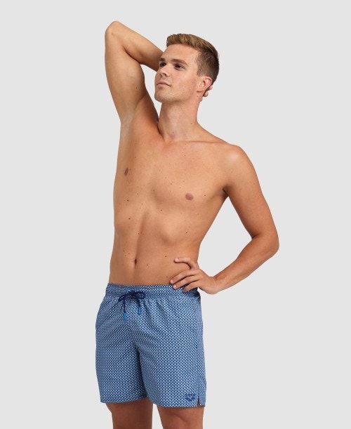 Arena Allover Beach Boxer Grey Blue Multicolor | 842750-QER