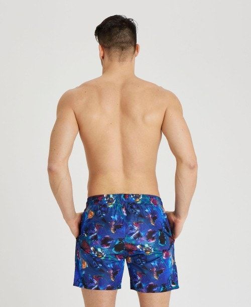 Arena Allover Print Beach Boxer Black Multicolor | 512460-PIY