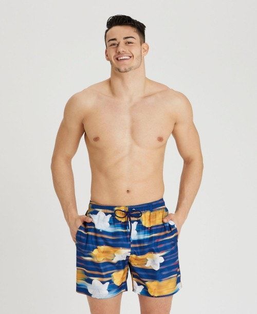 Arena Allover Print Beach Boxer Navy Multicolor | 624957-EBC