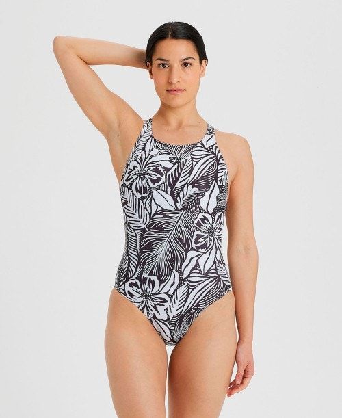 Arena Allover Print Pro Back One Piece Black Multicolor | 412750-PHL