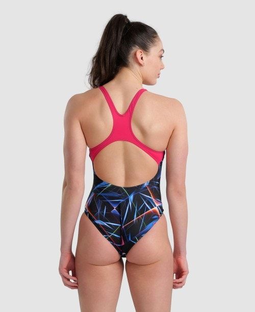 Arena Allover Pro Back One Piece Black / Multicolor / Rose | 720589-RZI