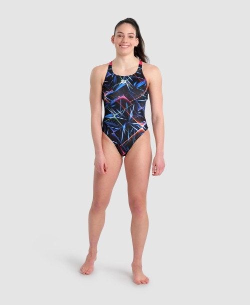 Arena Allover Pro Back One Piece Black / Multicolor / Rose | 720589-RZI