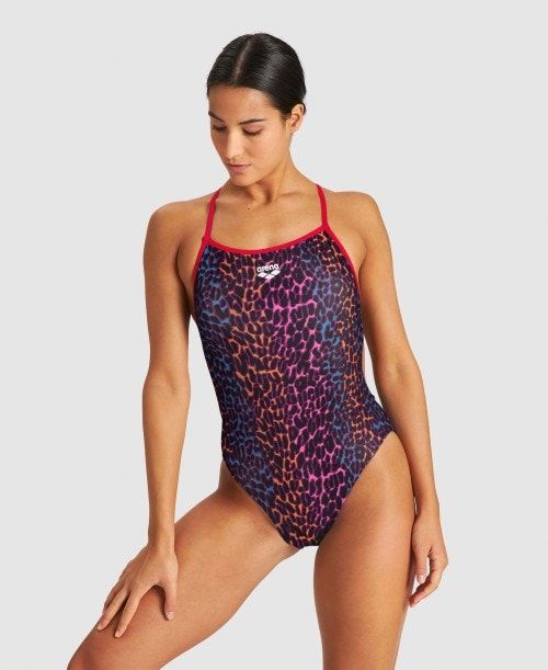 Arena Animal Stripe Booster Back One Piece Rose / Multicolor | 267430-UPM