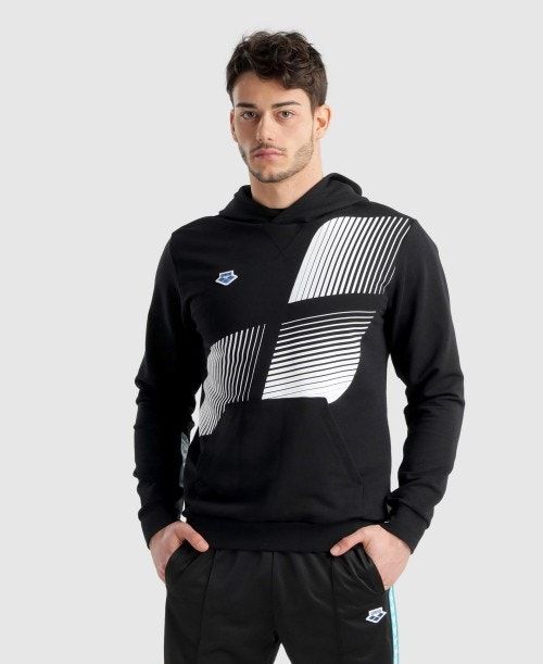 Arena Diamonds Solid Hoodie Black / White / Blue | 102653-TFV