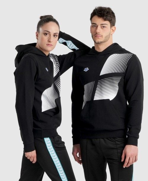 Arena Diamonds Solid Hoodie Black / White / Blue | 102653-TFV