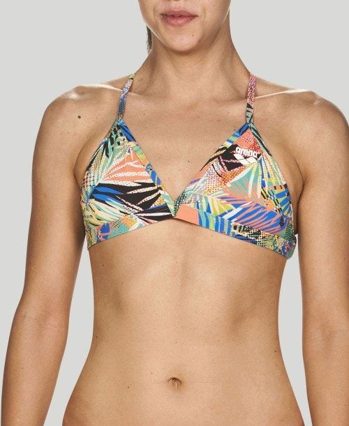 Arena Floral Allover Tie Back Top Black / Multicolor | 028195-LIC