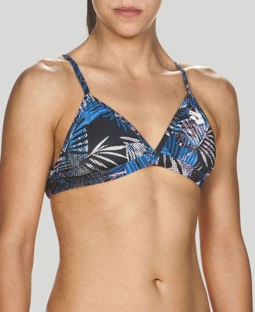 Arena Floral Allover Tie Back Top Navy / Multicolor | 205179-ZIB