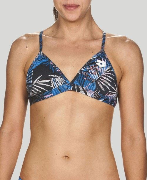 Arena Floral Allover Tie Back Top Navy / Multicolor | 205179-ZIB