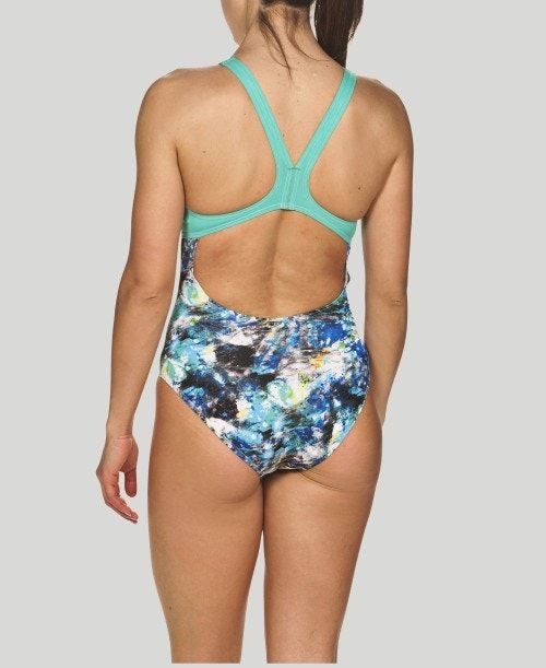 Arena Floral Dots Swim Pro Back - Maxlife White / Multicolor | 603294-KAG