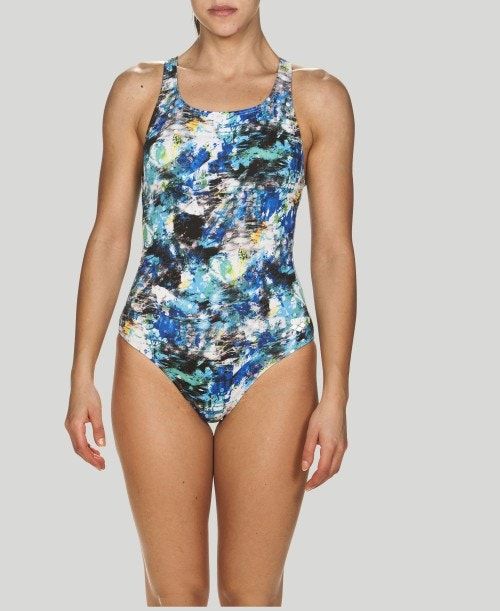 Arena Floral Dots Swim Pro Back - Maxlife White / Multicolor | 603294-KAG