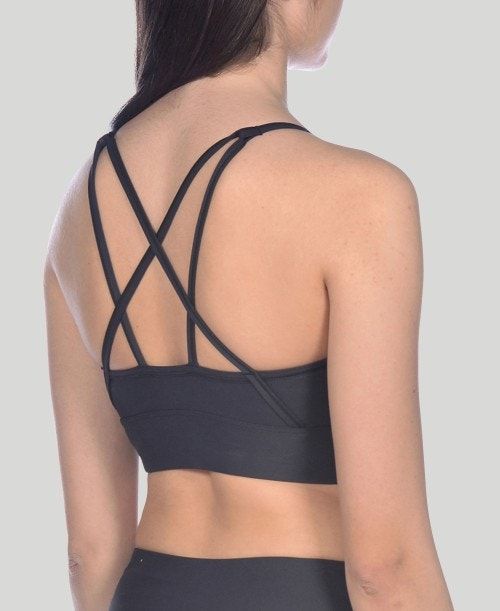 Arena Gym Bra Top Cross Straps Black / Black | 539402-SDT