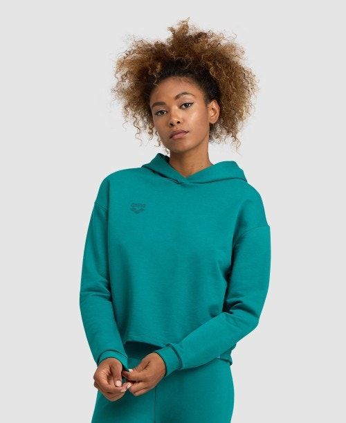 Arena Hooded Fleece Sweatshirt Green | 892701-PKI