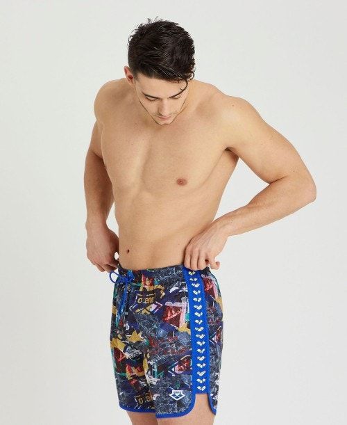 Arena Icons Allover Print Beach Boxer Blue Multicolor / Blue | 436120-YRP