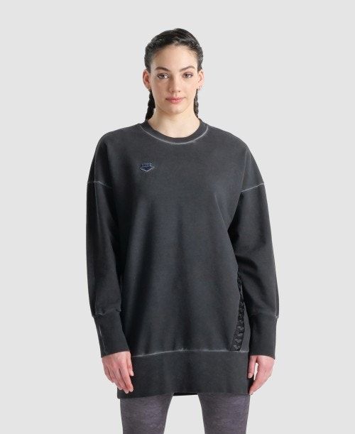 Arena Icons Oversized Crewneck Black / White | 489730-QSB