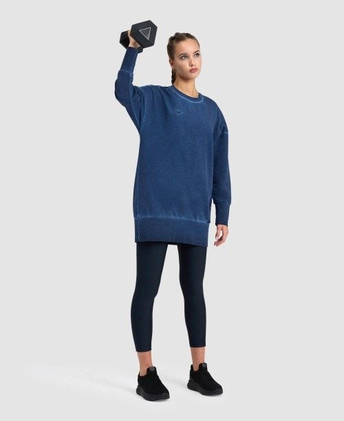 Arena Icons Oversized Crewneck Navy / Navy / White | 369745-JWV