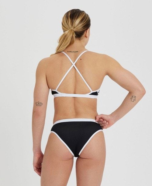 Arena Icons Solid Cross Back Bikini Black / White | 680432-ZNS