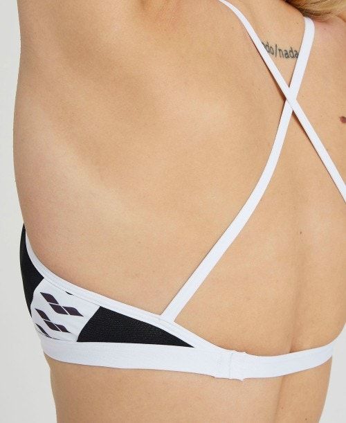 Arena Icons Solid Cross Back Bikini Black / White | 680432-ZNS