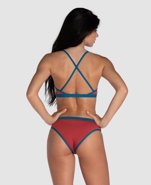 Arena Icons Solid Cross Back Bikini Red / Blue | 016934-OQP