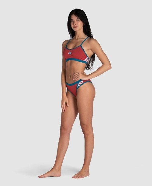 Arena Icons Solid Cross Back Bikini Red / Blue | 016934-OQP