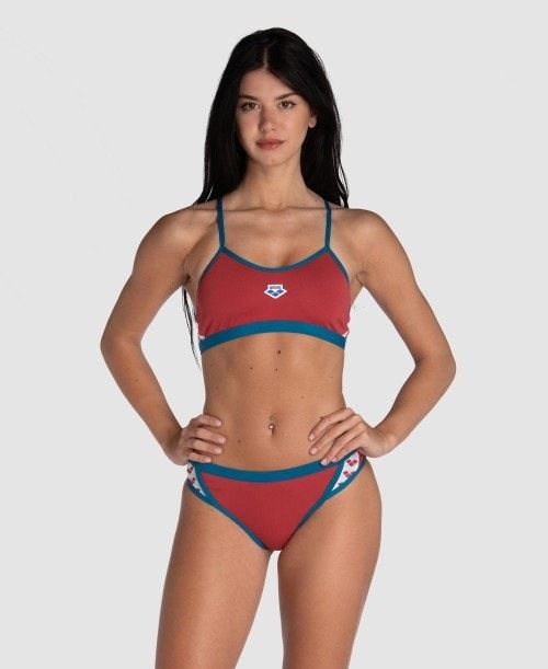 Arena Icons Solid Cross Back Bikini Red / Blue | 016934-OQP