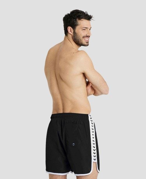 Arena Icons Team Stripe Boxer Black / White | 453019-ZKJ