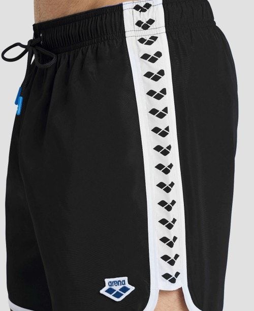 Arena Icons Team Stripe Boxer Black / White | 453019-ZKJ