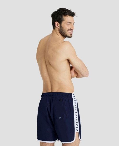 Arena Icons Team Stripe Boxer Navy / White | 461780-ABU