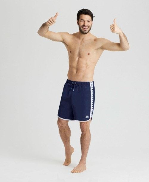 Arena Icons Team Stripe Boxer Navy / White | 461780-ABU