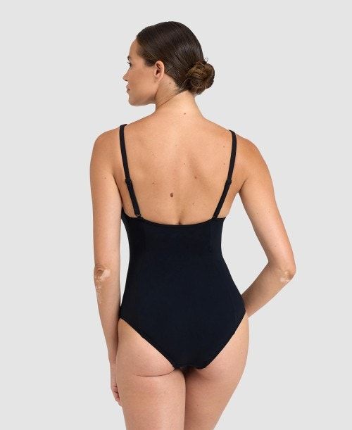 Arena Isabel Lightcross Back One Piece Black / Rose Purple | 745381-HPU