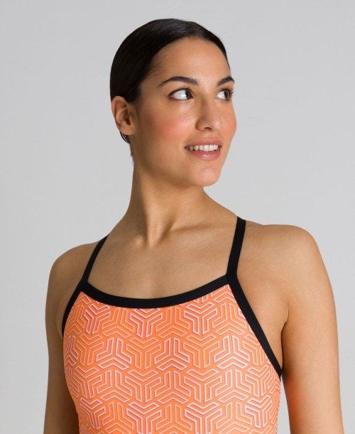 Arena Kikko Challenge Back One Piece Black / Multicolor Orange | 625083-DCA