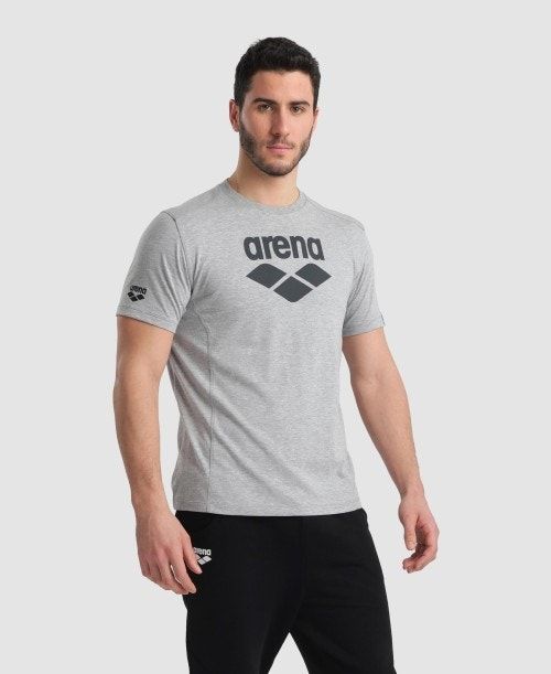 Arena Logo Cotton T-shirt Grey | 970483-GVY