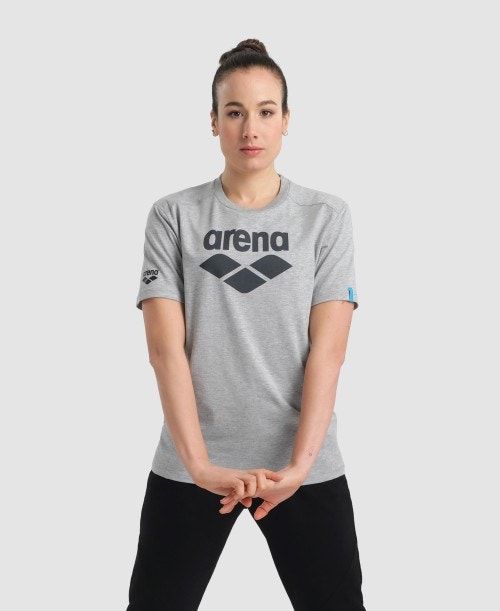 Arena Logo Cotton T-shirt Grey | 970483-GVY