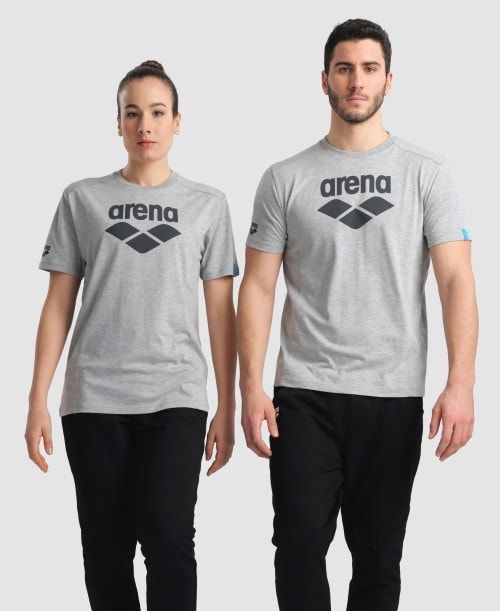 Arena Logo Cotton T-shirt Grey | 970483-GVY