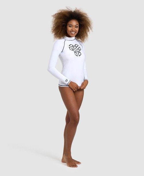 Arena Long Sleeve Rash Guard White / Black | 986357-KSQ