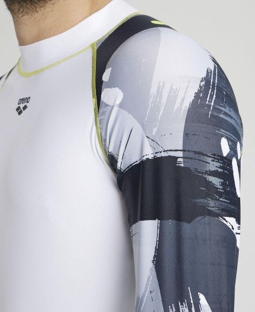 Arena Long Sleeves Allover Rash Vest White / Grey Multicolor | 436950-MQV