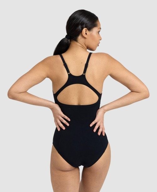 Arena Marina Eye Back One Piece Black / Rose Purple | 721835-PVJ