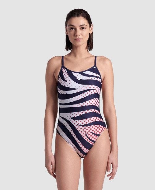 Arena Multi Stripes Lace Back Swimsuit Multicolor | 827643-OIT