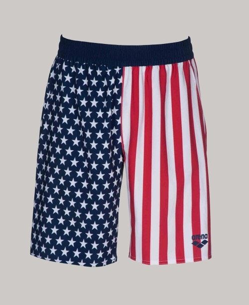 Arena Official Usa Swimming National Team Flag Print Bermuda Short Multicolor | 659714-ZLK